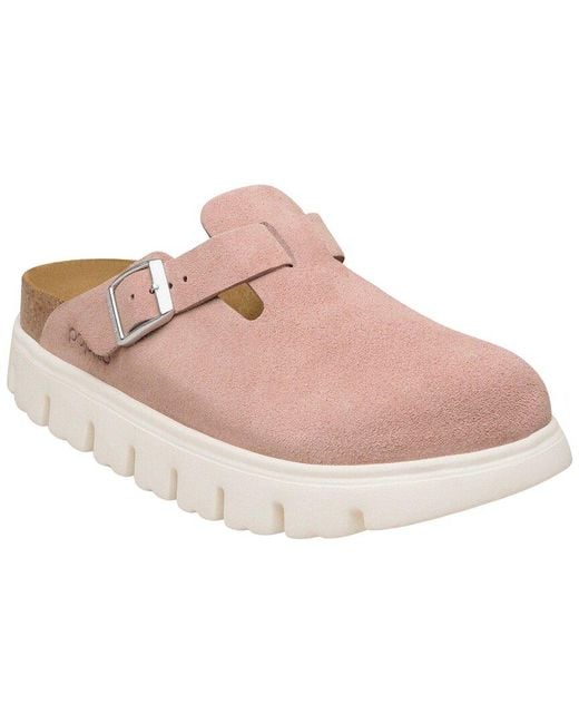 Birkenstock Pink Boston Chunky Suede Sandal