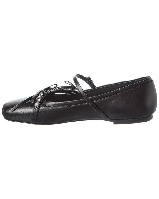 Jimmy Choo Black Loli Leather Ballerina Flat