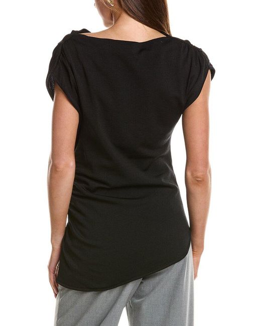 Kenneth Cole Black Asymmetrical Drape Top