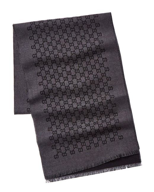 Gucci Blue Gg Jacquard Wool Scarf for men