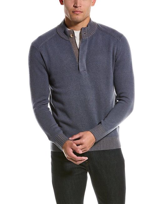 Raffi Blue Mockneck Wool-blend Pullover for men