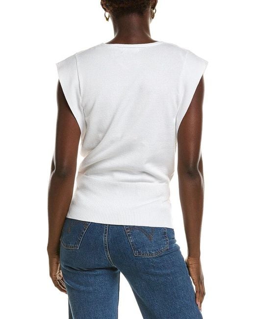 Tahari White Jersey Sweater Vest