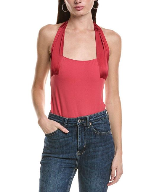 Free People Red Get It Done Halter Bodysuit