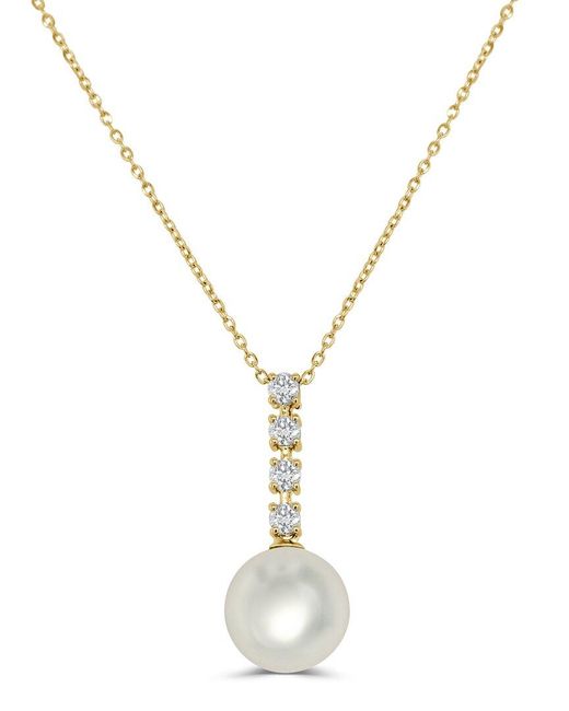 Sabrina Designs Metallic 14k 0.25 Ct. Tw. Diamond Pearl Pendant Necklace