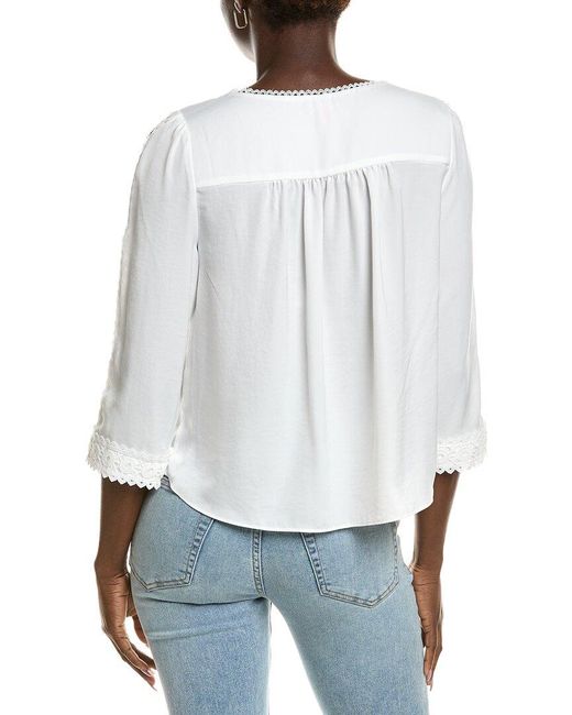 Vince Camuto White Lace Yoke Blouse