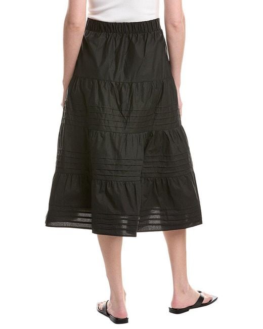 Ellen Tracy Black Tiered Poplin Pleated Skirt