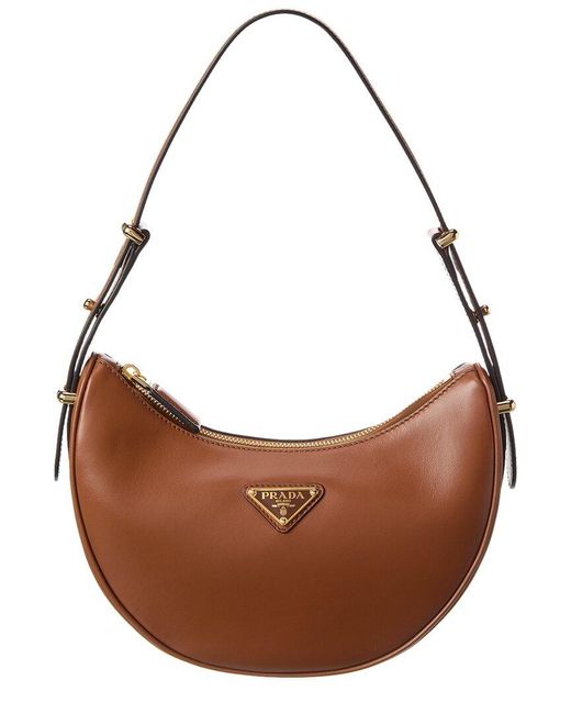 Prada Brown Logo Leather Hobo Bag