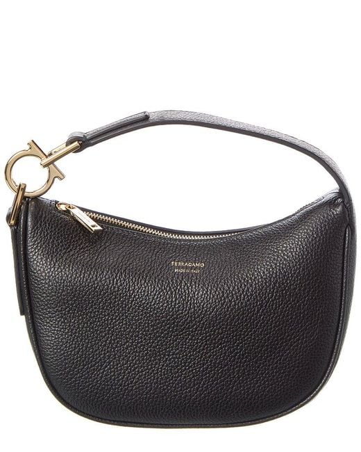 Ferragamo Black Leather Hobo Bag