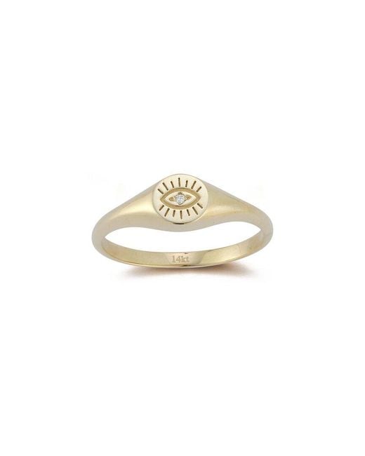 Ember Fine Jewelry Metallic 14k 0.01 Ct. Tw. Diamond Eye Signet Ring