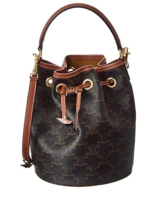 Céline Black Teen Clara Triomphe Canvas & Leather Bucket Bag