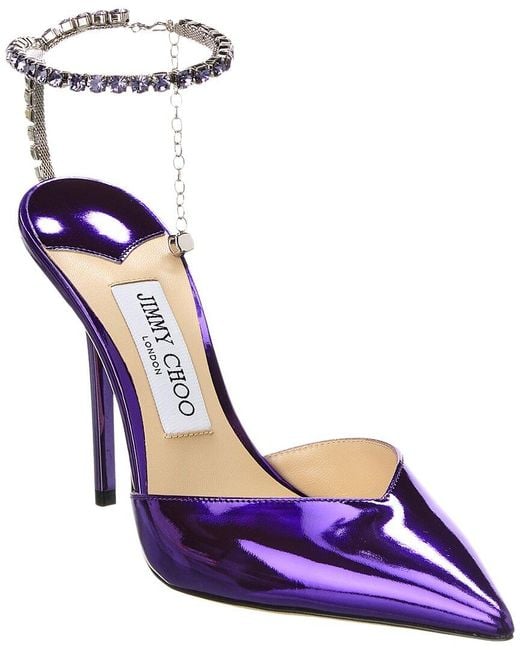 Jimmy Choo Purple Saeda 100 Leather Pump