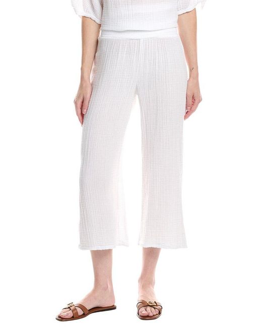 Michael Stars White Petite Medina Smocked Waist Cropped