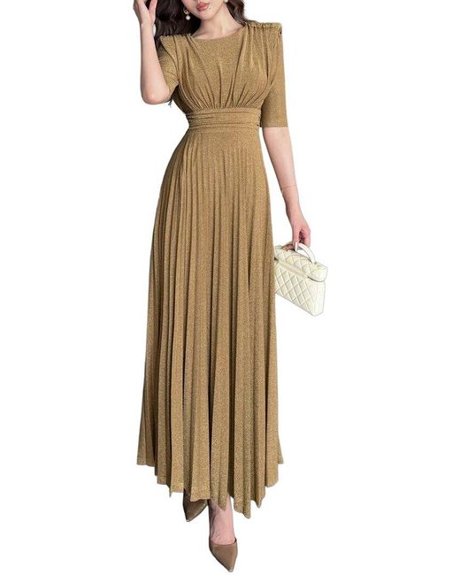 BURRYCO Natural Short Sleeve Maxi Dress