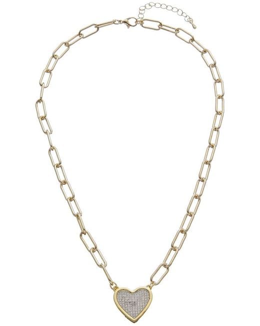 Juvell Metallic 18K Plated Cz Heart Link Necklace