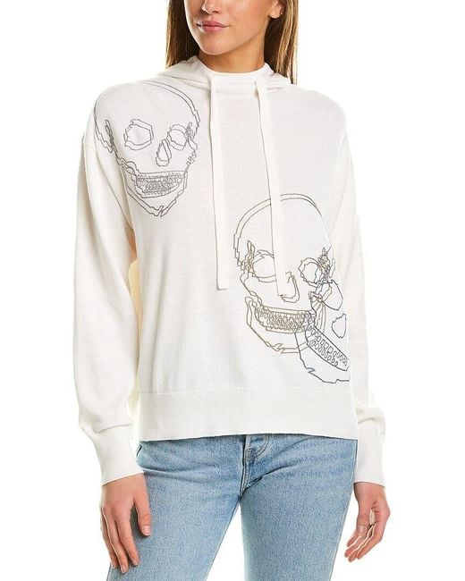 Skull Cashmere White Cora Embroidered Cashmere-blend Hoodie