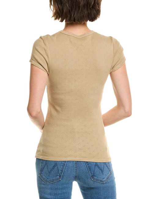 Enza Costa Blue Scallop Edge Pointelle Top