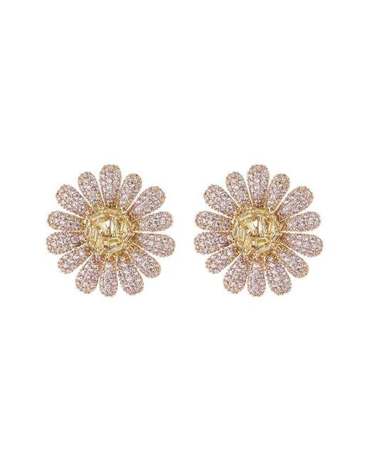 Eye Candy LA White Luxe Collection 18K Plated Daisy Studs