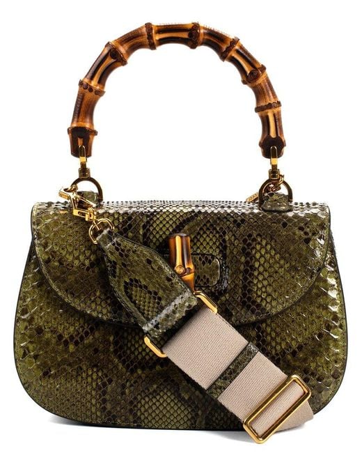 Gucci Green Python Leather Bamboo 1947 Bag (Authentic Pre-Owned)
