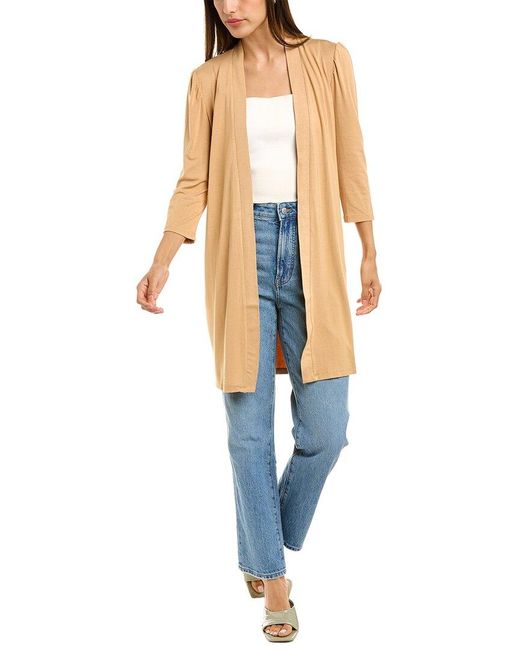 Joan Vass Puff Sleeve Cardigan in Brown 