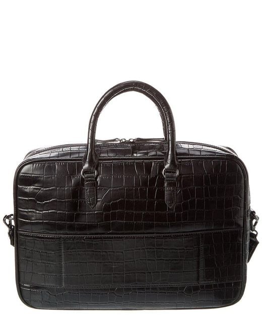 Ted Baker Black Fabiann Croc-embossed Leather Document Bag for men