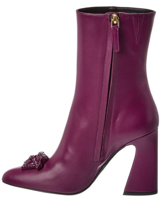Versace Purple Medusa Leather Boot