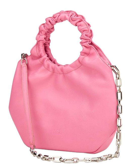 Agl Attilio Giusti Leombruni Pink Mini Gretty Leather Tote