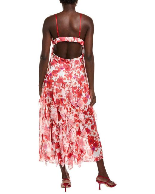 IPPONELLI Red Ruffle Maxi Dress