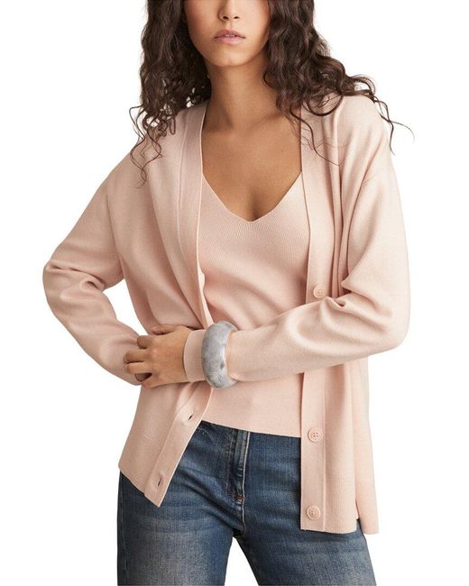 Reiss Pink Lucy Wool-Blend Cardigan