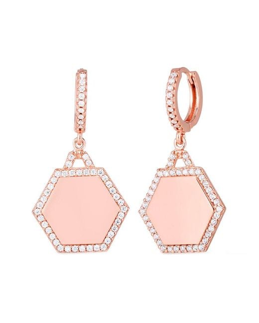 Sphera Milano Pink 14k Rose Gold Vermeil Cz Huggie Hoops
