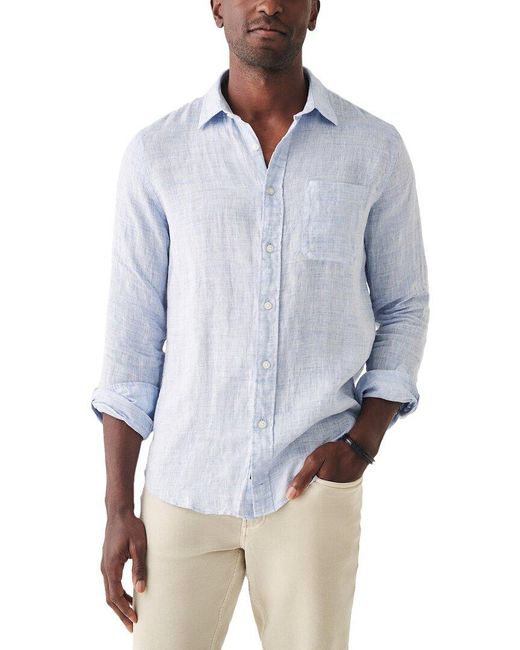 Faherty Brand Blue Linen Laguna Shirt for men