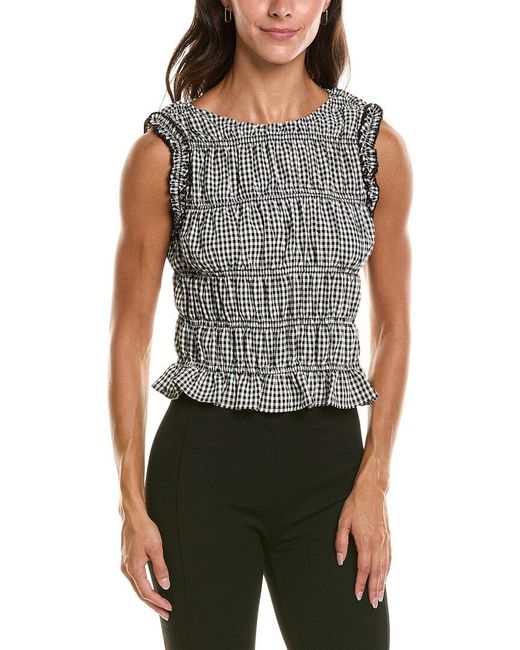 Vince Camuto Black Shirred Tank