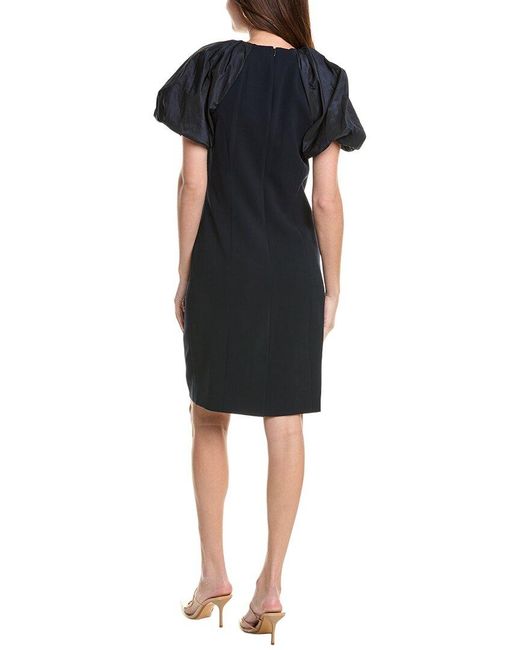Teri Jon Black Taffeta Bubble Sleeve Mini Dress