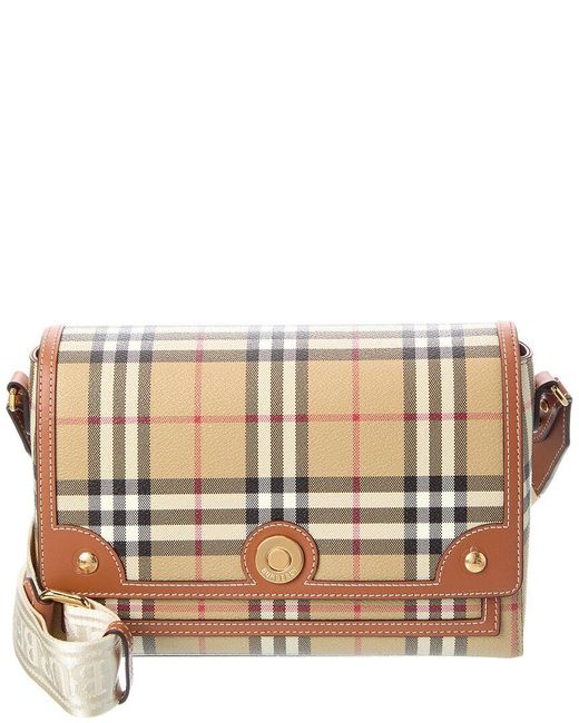 Burberry Brown Note Check E-Canvas & Leather Crossbody