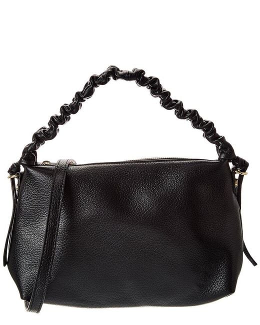 Italian Leather Black Top Handle Shoulder Bag