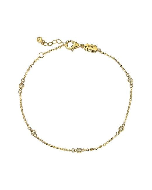 Suzy Levian Metallic 14K 0.15 Ct. Tw. Diamond Station Bracelet