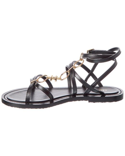 Céline Metallic Lympia Strappy Jewel Leather Sandal