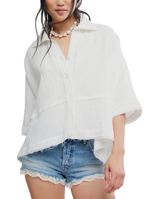 Free People White Happy Days Top