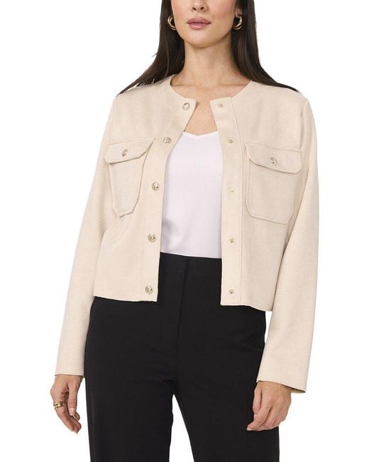 Vince Camuto Natural Raw Edge Oversize Front Pocket Top