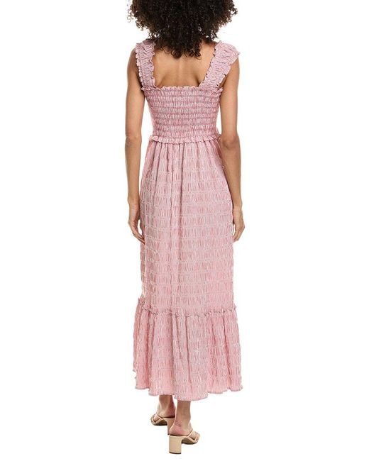 Max Studio Pink Smocked Tiered Maxi Dress