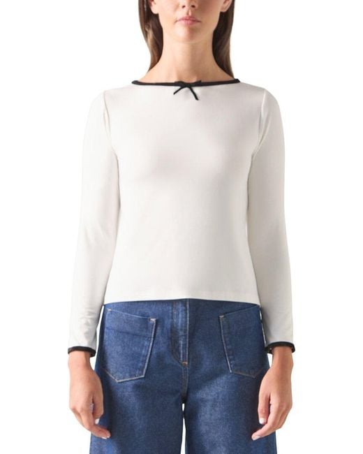 L.K.Bennett White Lob Bow Top