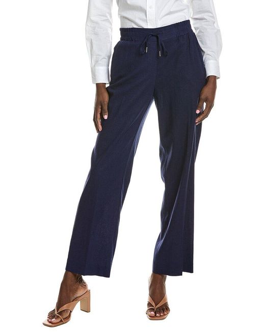 Jones New York Blue Linen-Blend Drawstring Pant