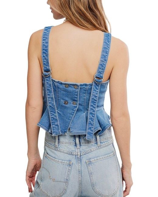 Free People Blue Sunfaded Top