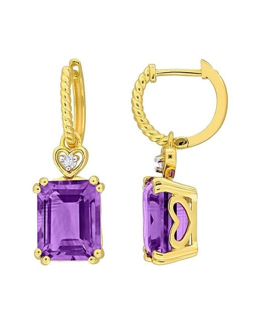 Rina Limor Multicolor 6.48 Ct. Tw. Amethyst, Topaz Heart Earrings