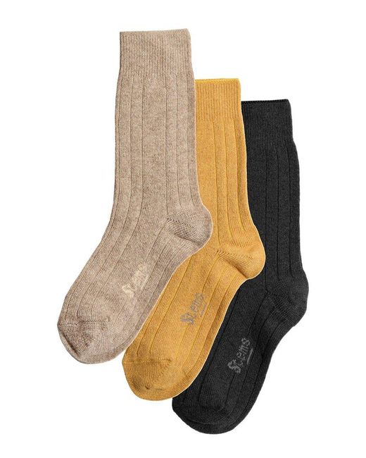 Stems Natural Box Of 3 Lux Cashmere & Wool-blend Sock