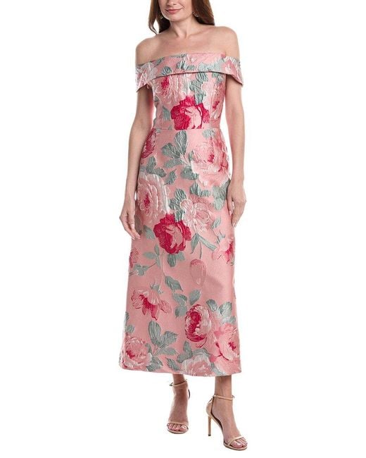 Adrianna Papell Pink Summer Jacquard Gown