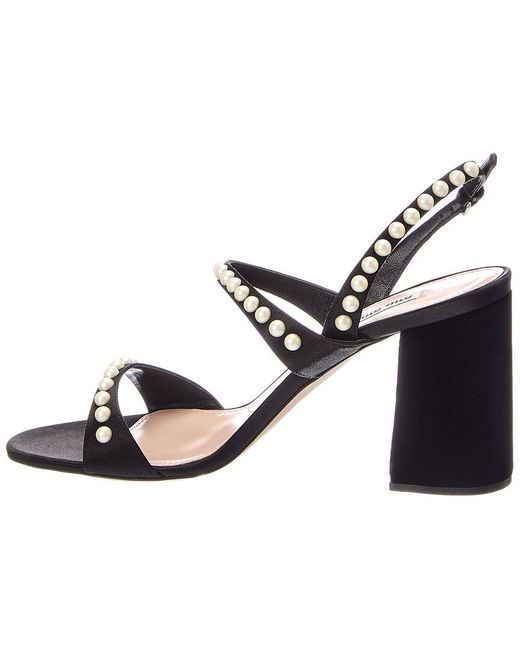 Miu Miu Black Satin & Velvet Sandal
