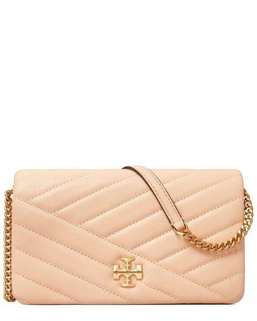 Tory Burch Natural Kira Chevron Leather Chain Wallet