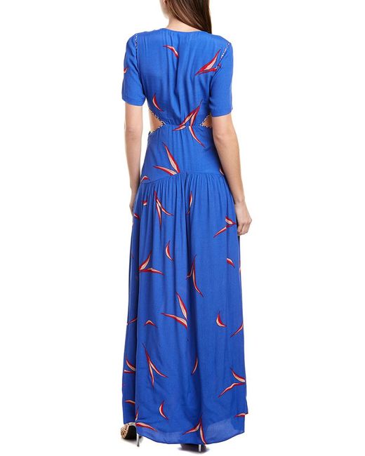 Ba&sh Tiana Cutout Leaf Print Maxi Dress in Blue | Lyst
