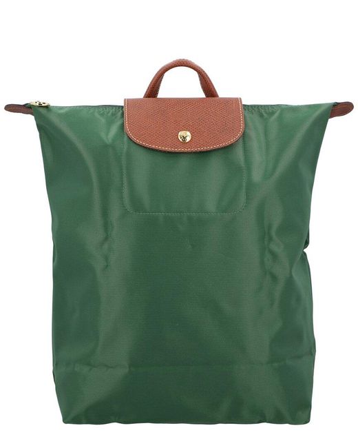 Longchamp Green Le Pliage Original Medium Canvas Backpack