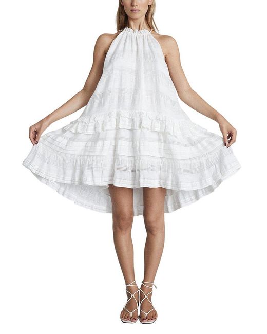 Reiss White Gabriella Ruffle Resort Mini Dress